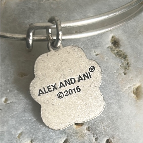 Alex and Ani Silver Tone Paw Print Medallion Charm Adjustable Wire Bracelet - Picture 3 of 6